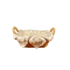 Vintage Ceramic Bread Basket Serving Dish Draped Napkin Design Farmhouse Rustic